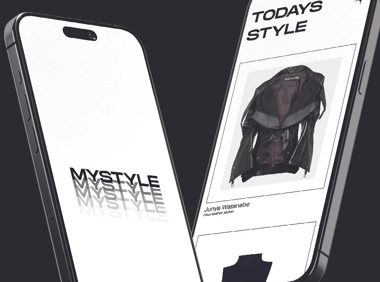 MYSTYLE app shown on two iPhones